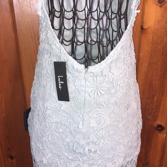 Lulus Hidden Talent Backless Light Blue Lace Dress NWT size XS mini dress - Picture 13 of 16